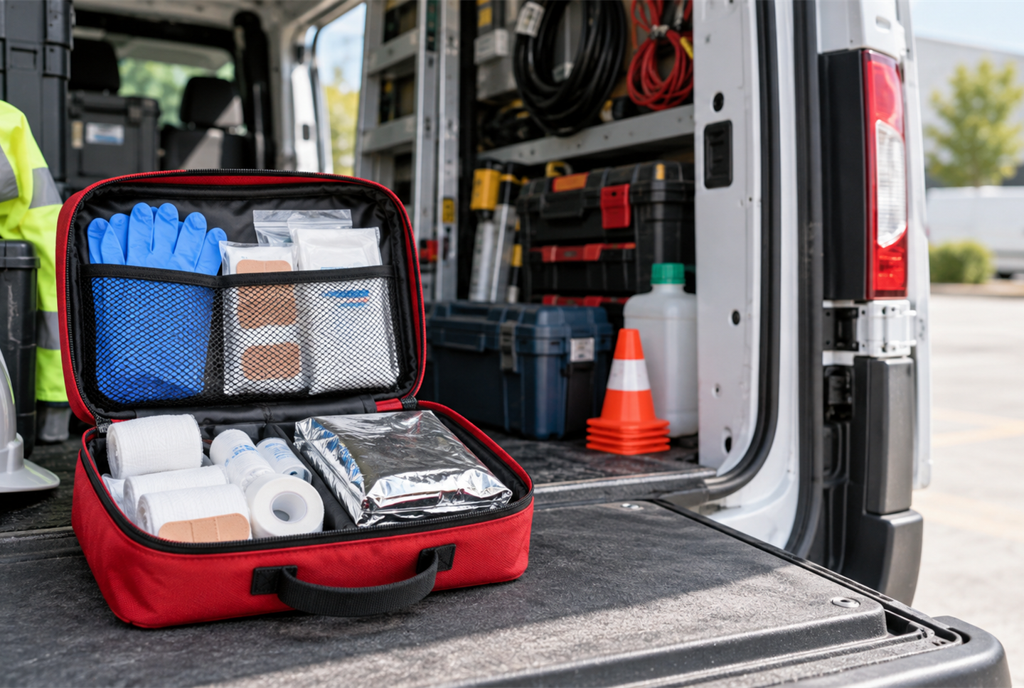 Trousse de secours dans un vehicule professionnel